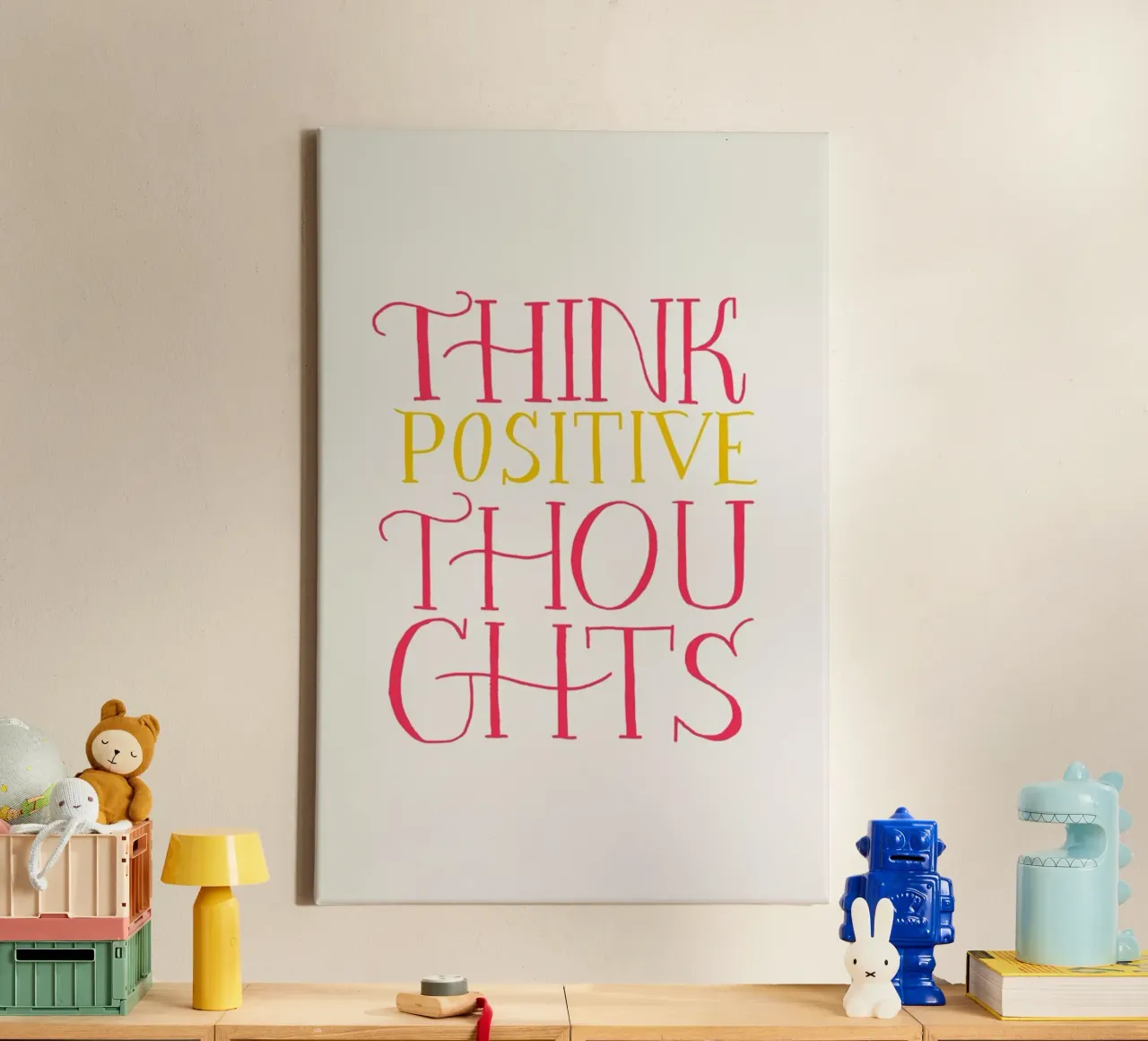 Think positive thoughts tela con Cornice a cassetta da Pure