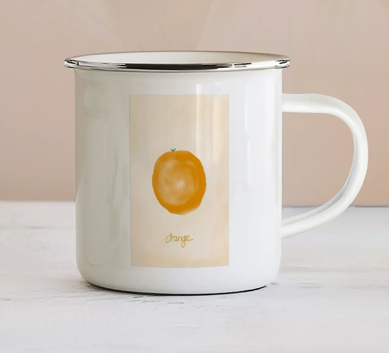 Orange. Aquarelle. tazza in smalto da FRICKE DESIGN