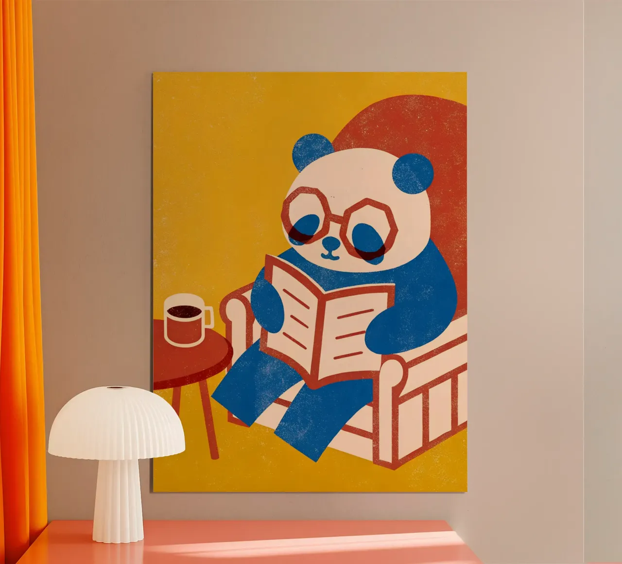 Panda leyendo disfrutando del café hahnemühle de THE LATEST SHOP