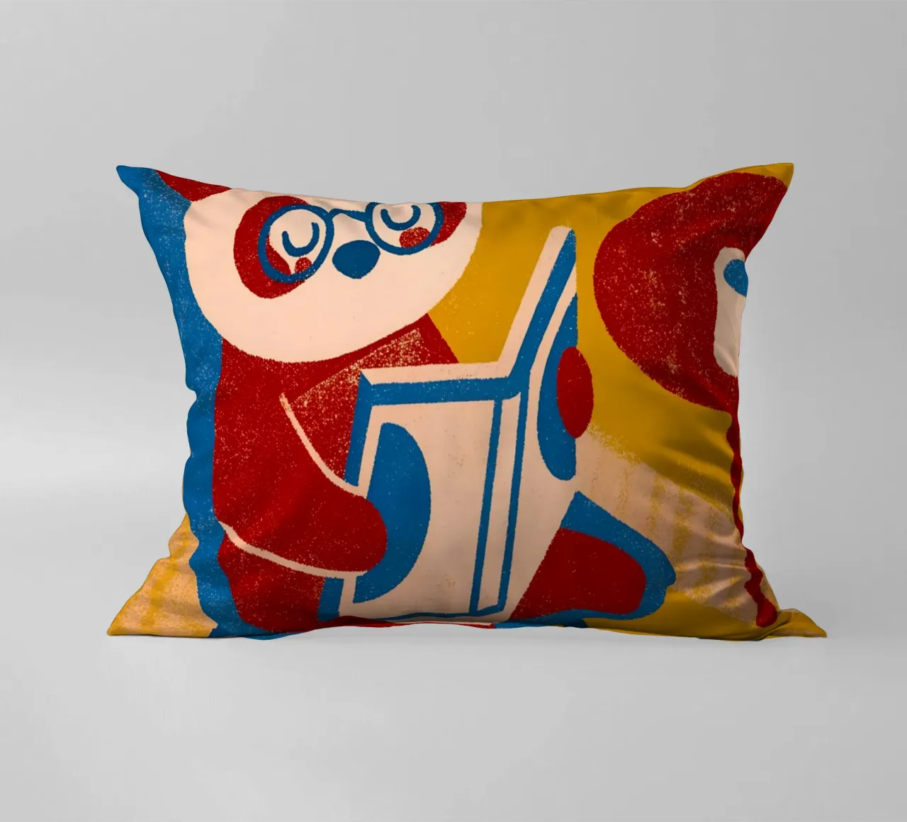 Panda Reading Enjoying Coffee decorative cushion by THE LATEST SHOP