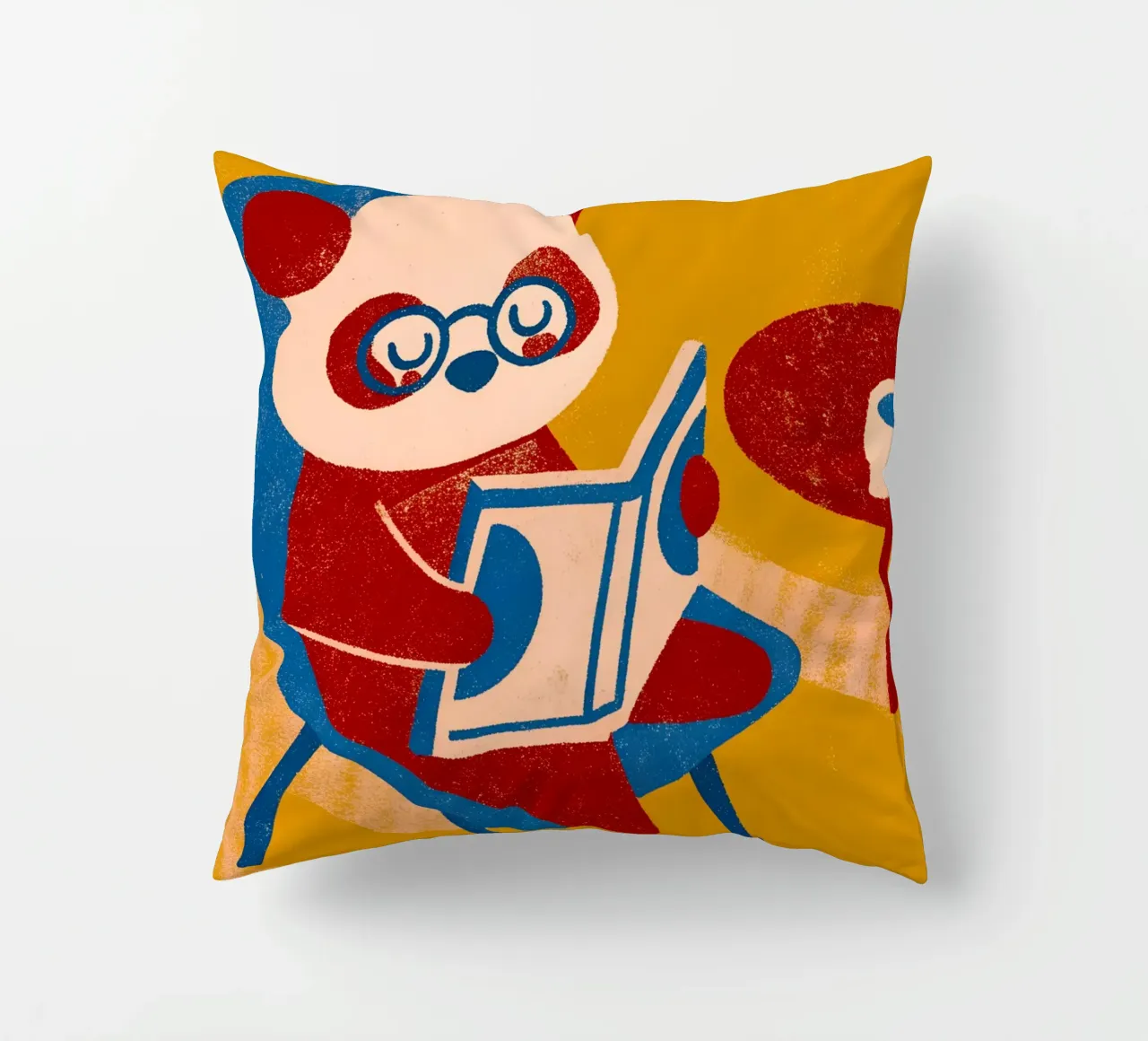 Panda Reading Enjoying Coffee decorative cushion by THE LATEST SHOP