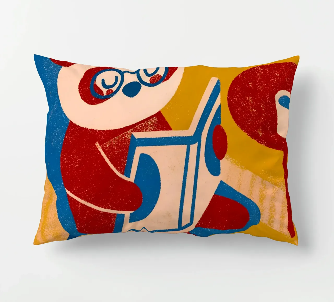 Panda Reading Enjoying Coffee decorative cushion by THE LATEST SHOP