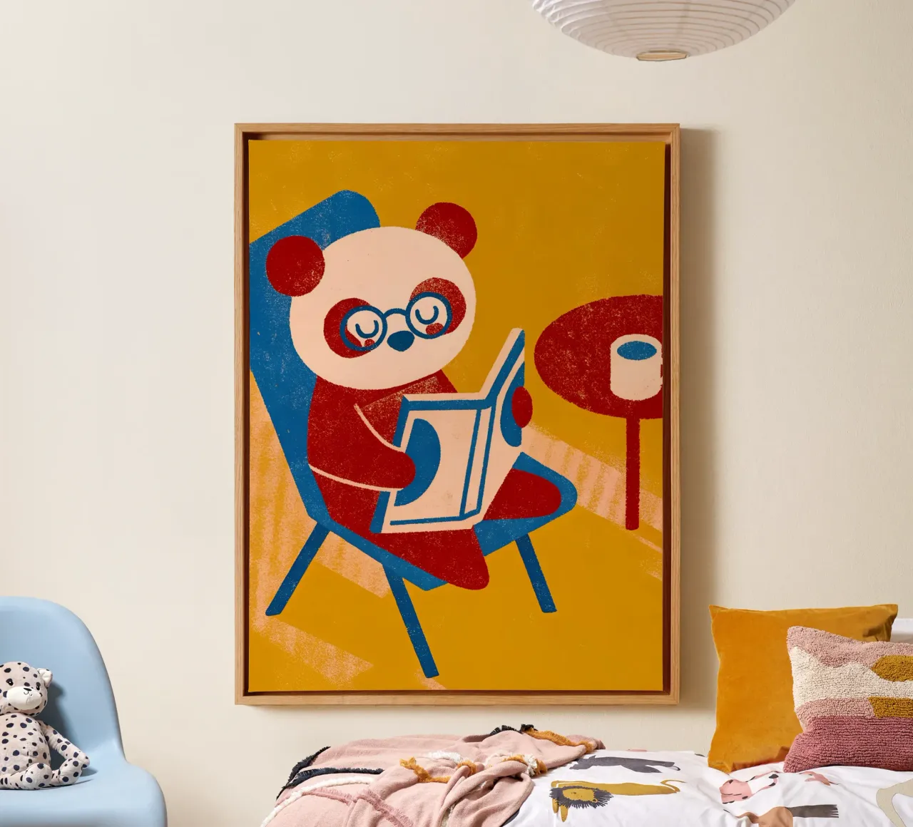 Panda Reading Enjoying Coffee canvas by THE LATEST SHOP