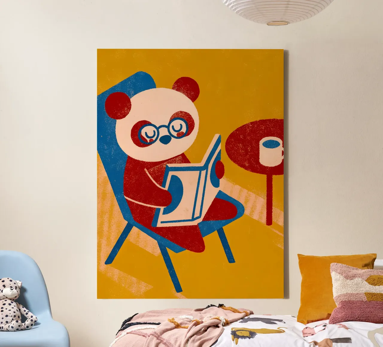 Panda Reading Enjoying Coffee canvas by THE LATEST SHOP