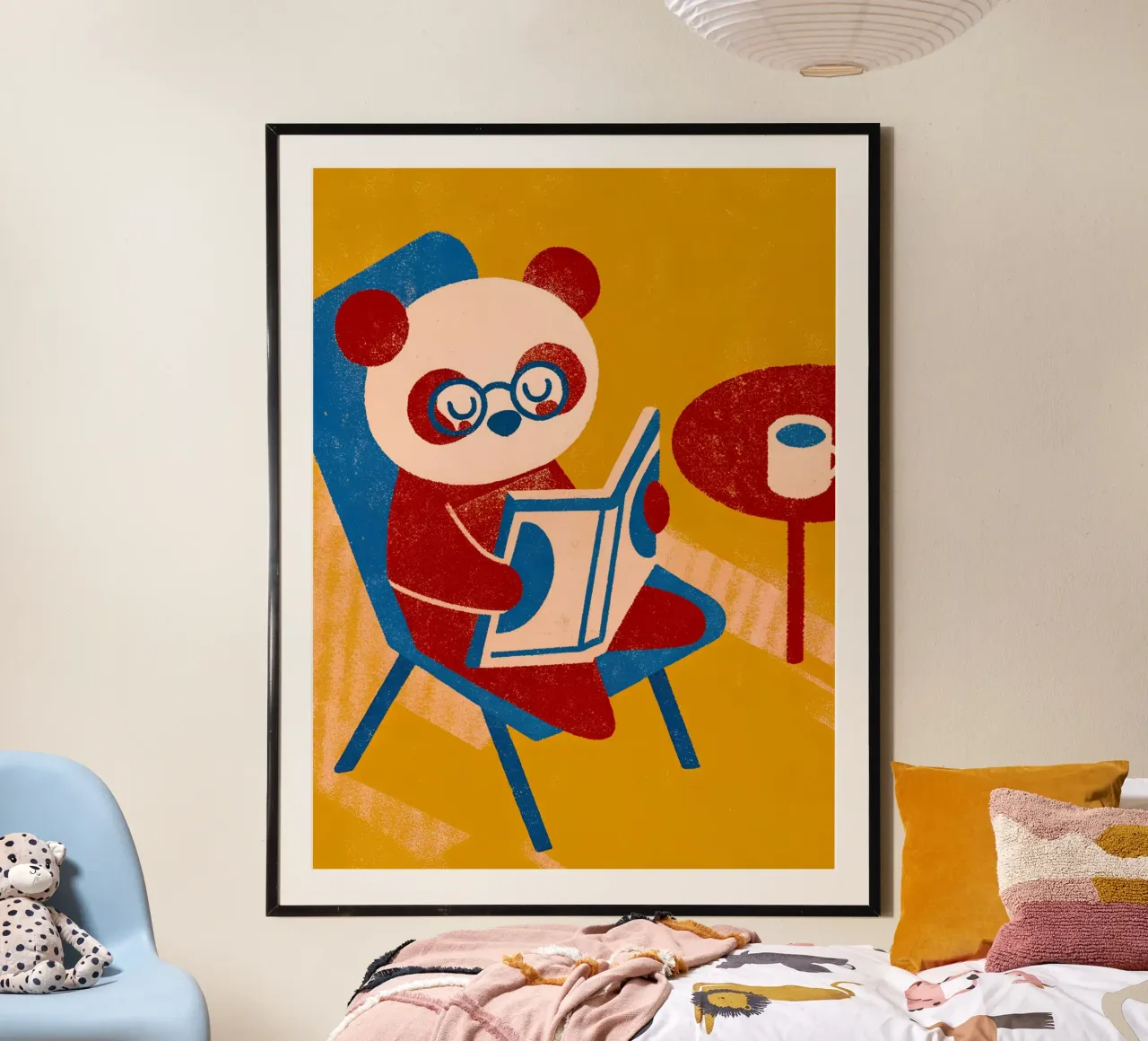 Panda Reading Enjoying Coffee hahnemühle by THE LATEST SHOP