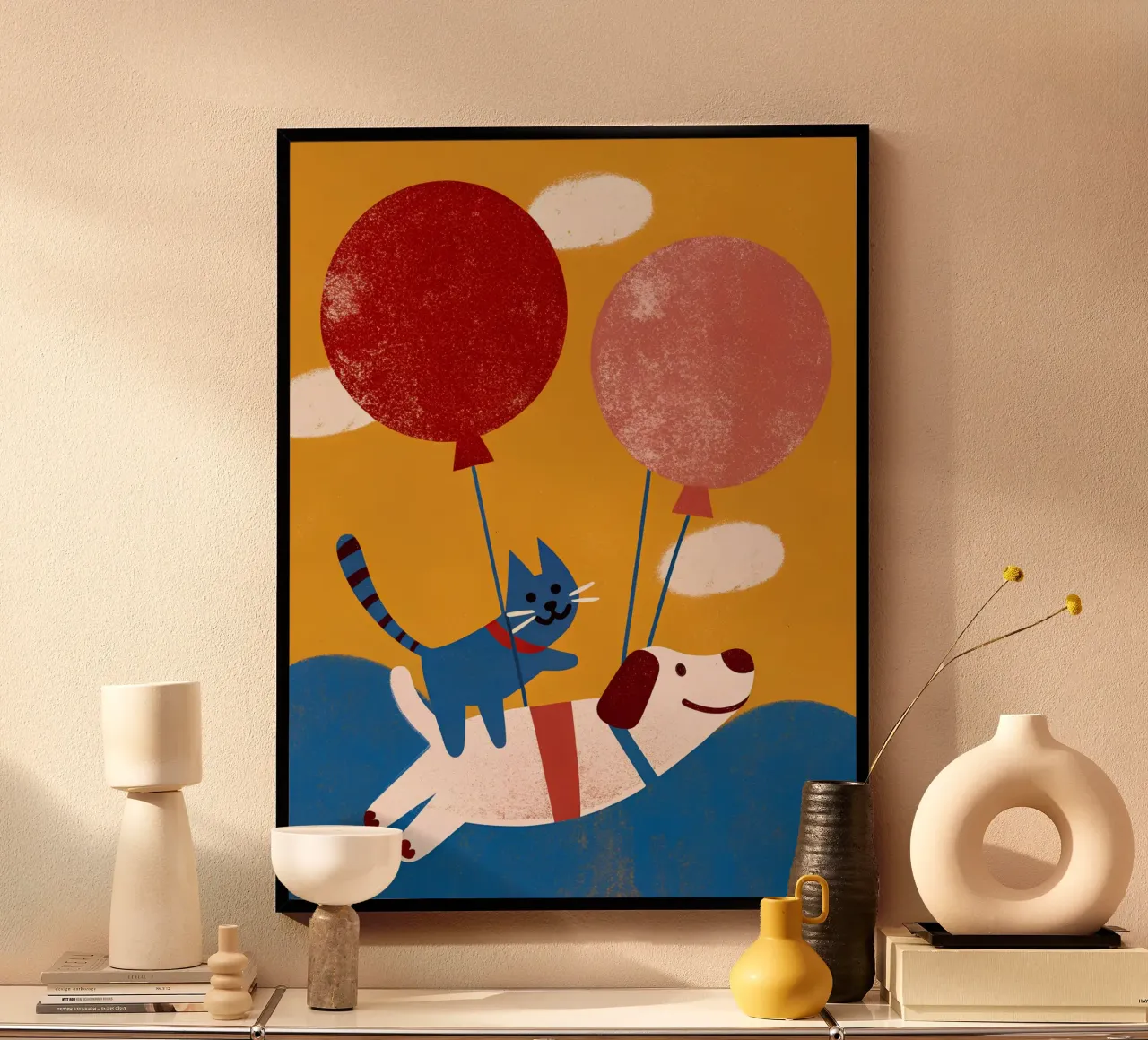 Cane e gatto in palloncini poster da THE LATEST SHOP