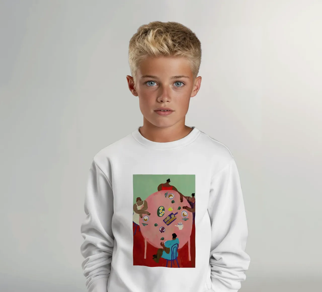Breakfast Table kids sweatshirt by Nudes and Croissants