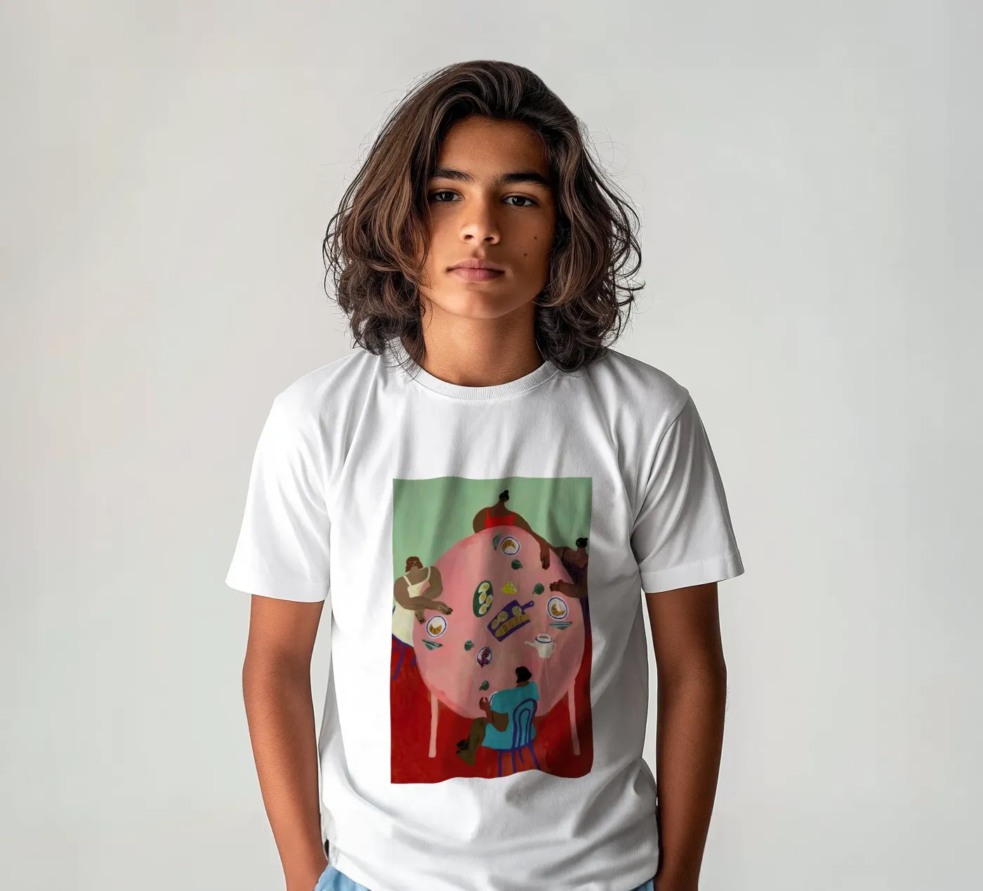 Breakfast Table Kinder T-Shirt von Nudes and Croissants