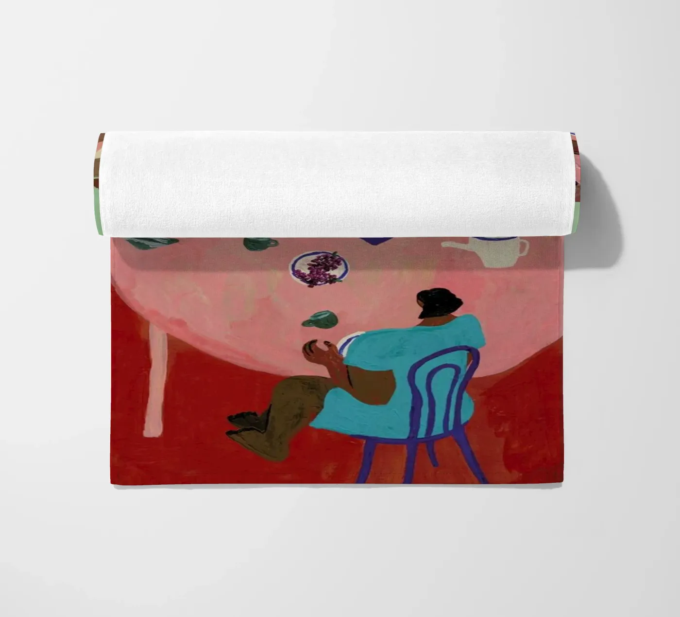 Breakfast Table beach towel by Nudes and Croissants