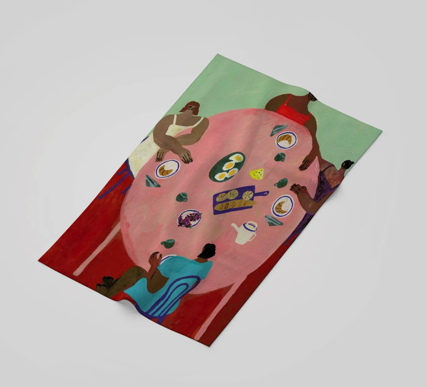 Breakfast Table beach towel by Nudes and Croissants