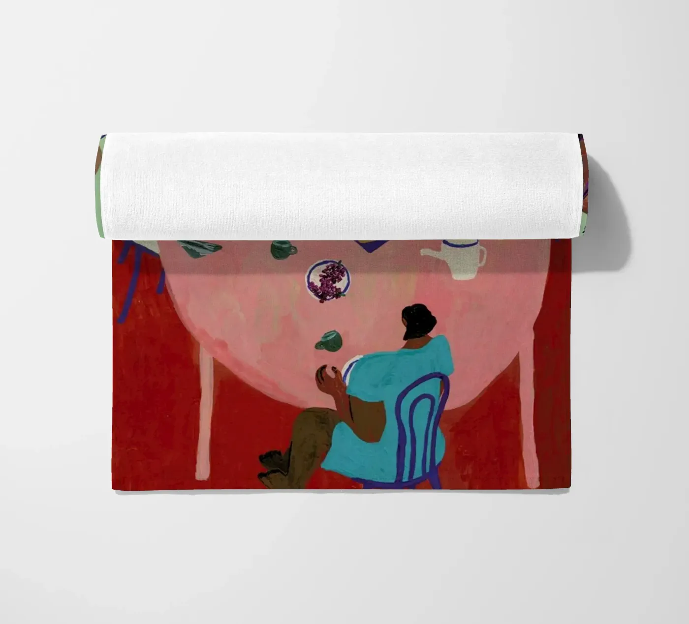 Breakfast Table beach towel by Nudes and Croissants