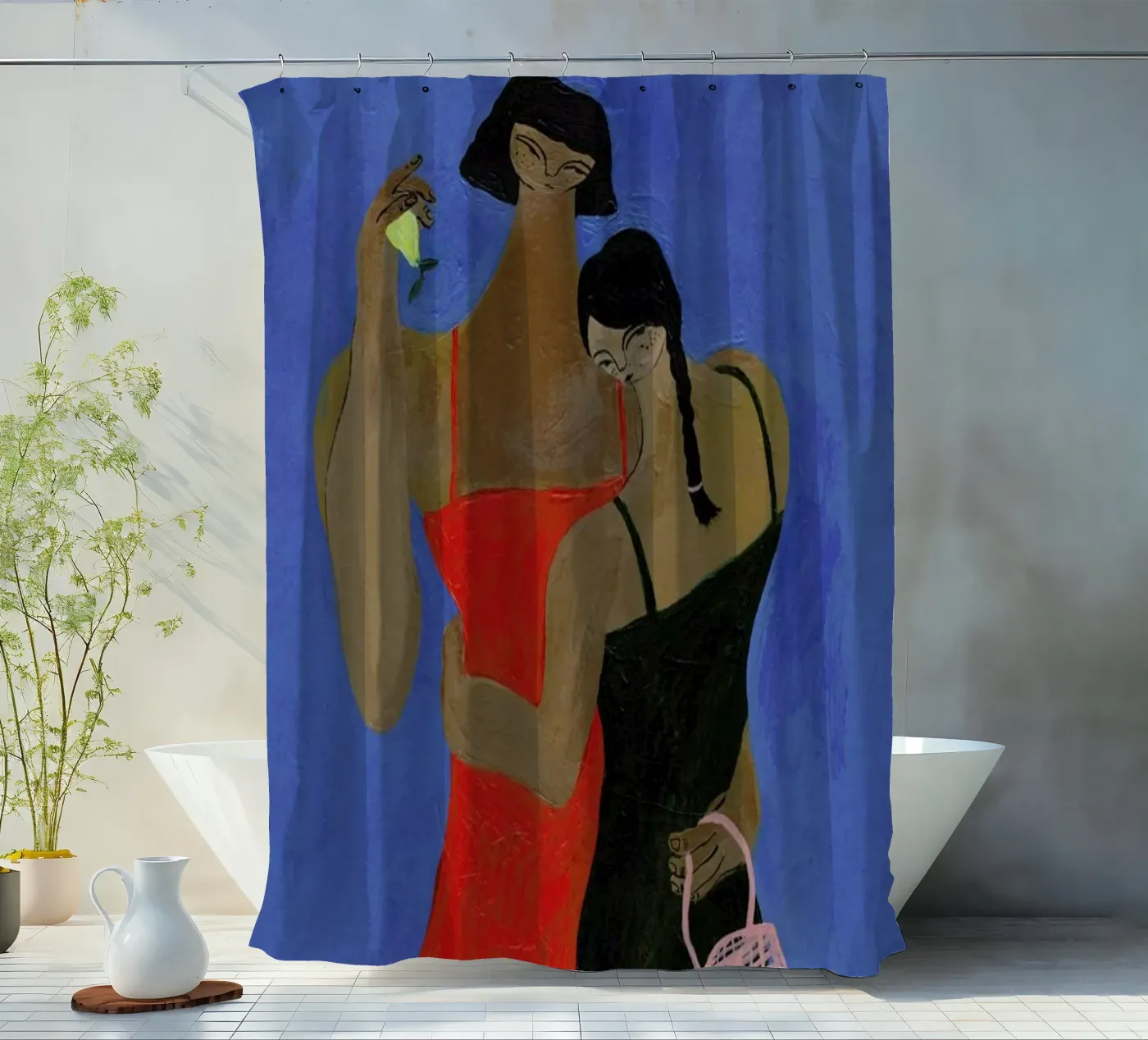 Lemons shower curtain by Nudes and Croissants