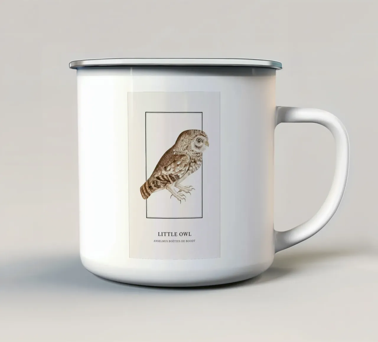 Anselmus Boëtius de Boodt - Little Owl tazza in smalto da Vintage by JUNIQE