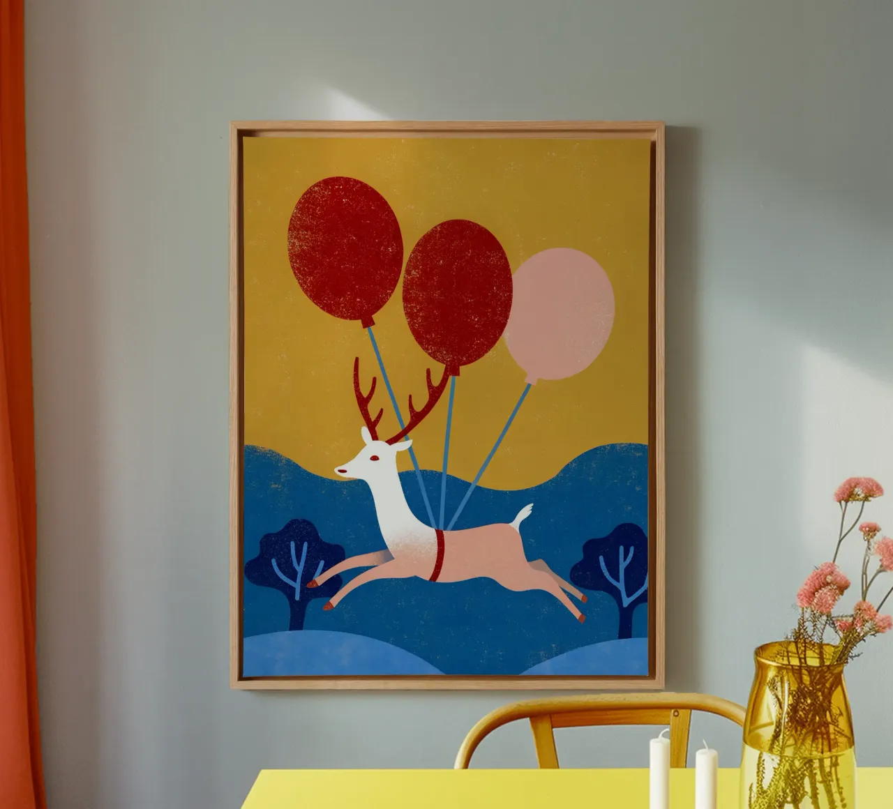 Cervo con palloncino tela con Cornice a cassetta da THE LATEST SHOP