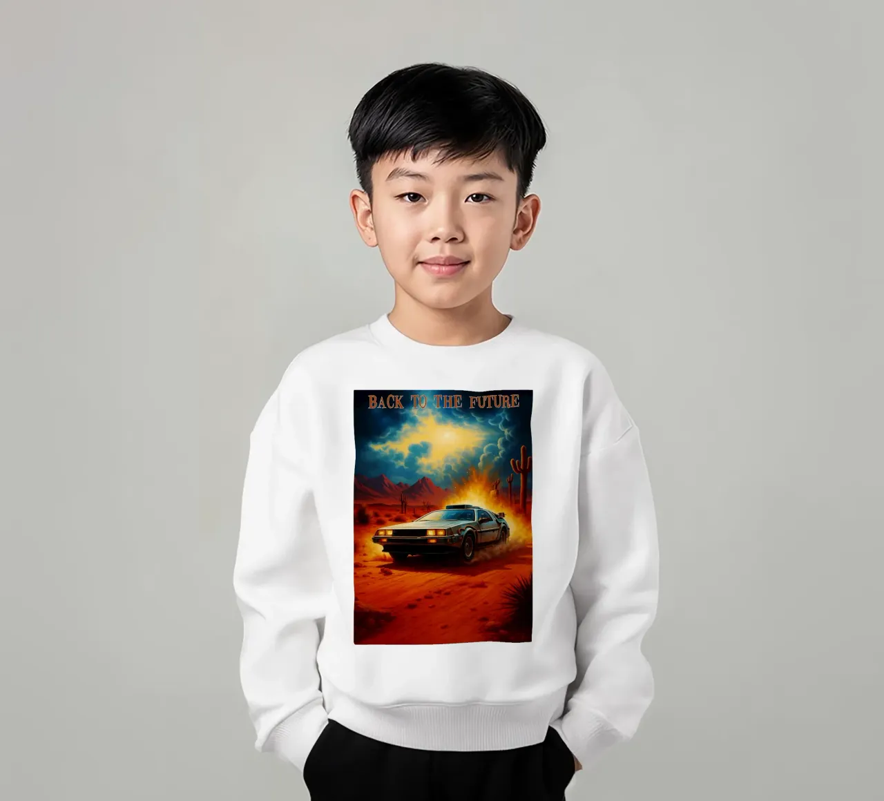 back to the future movie art repainting kids sweatshirt by inaras