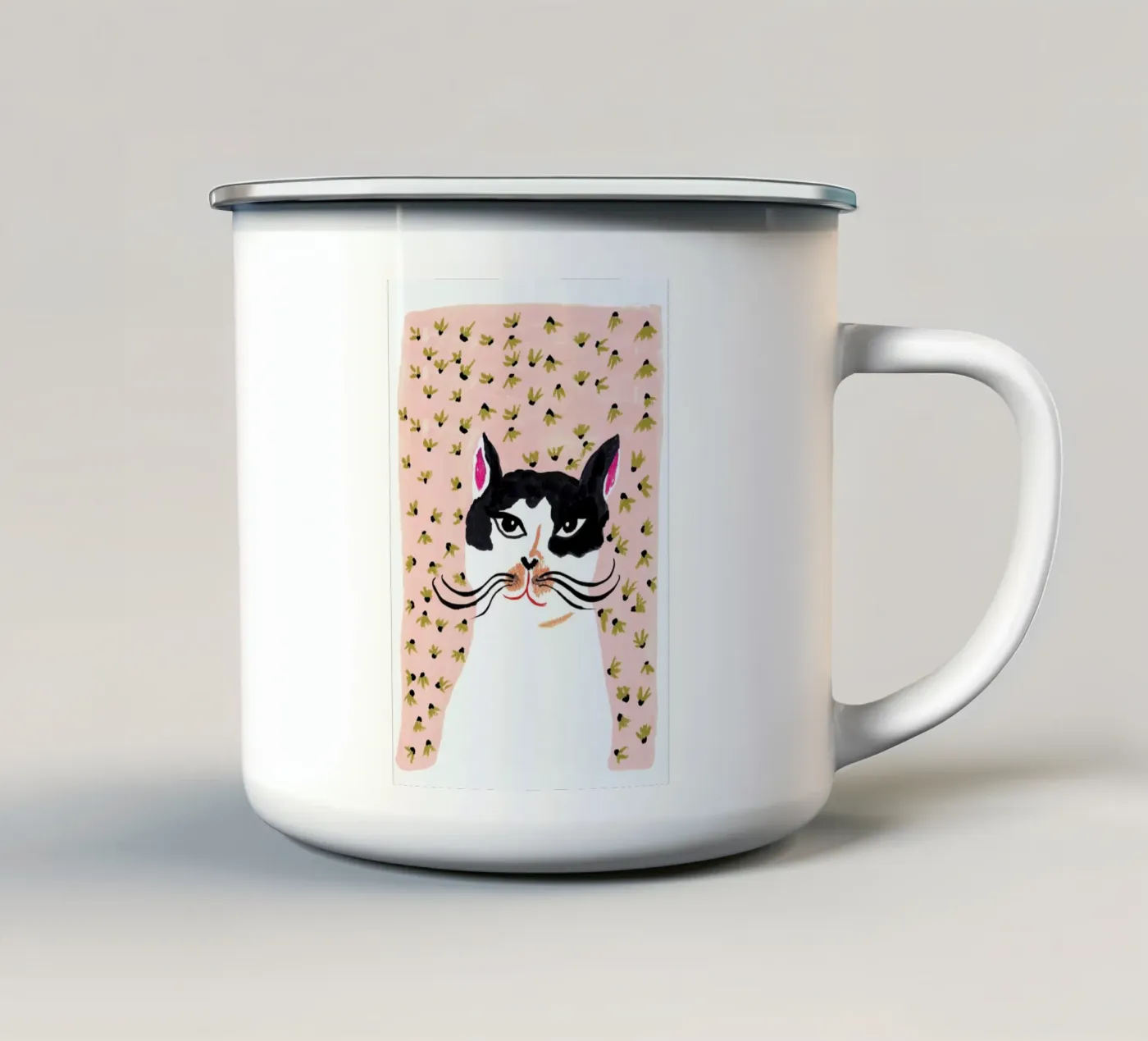 Cat Portrait enamel mug by Atelier Mave