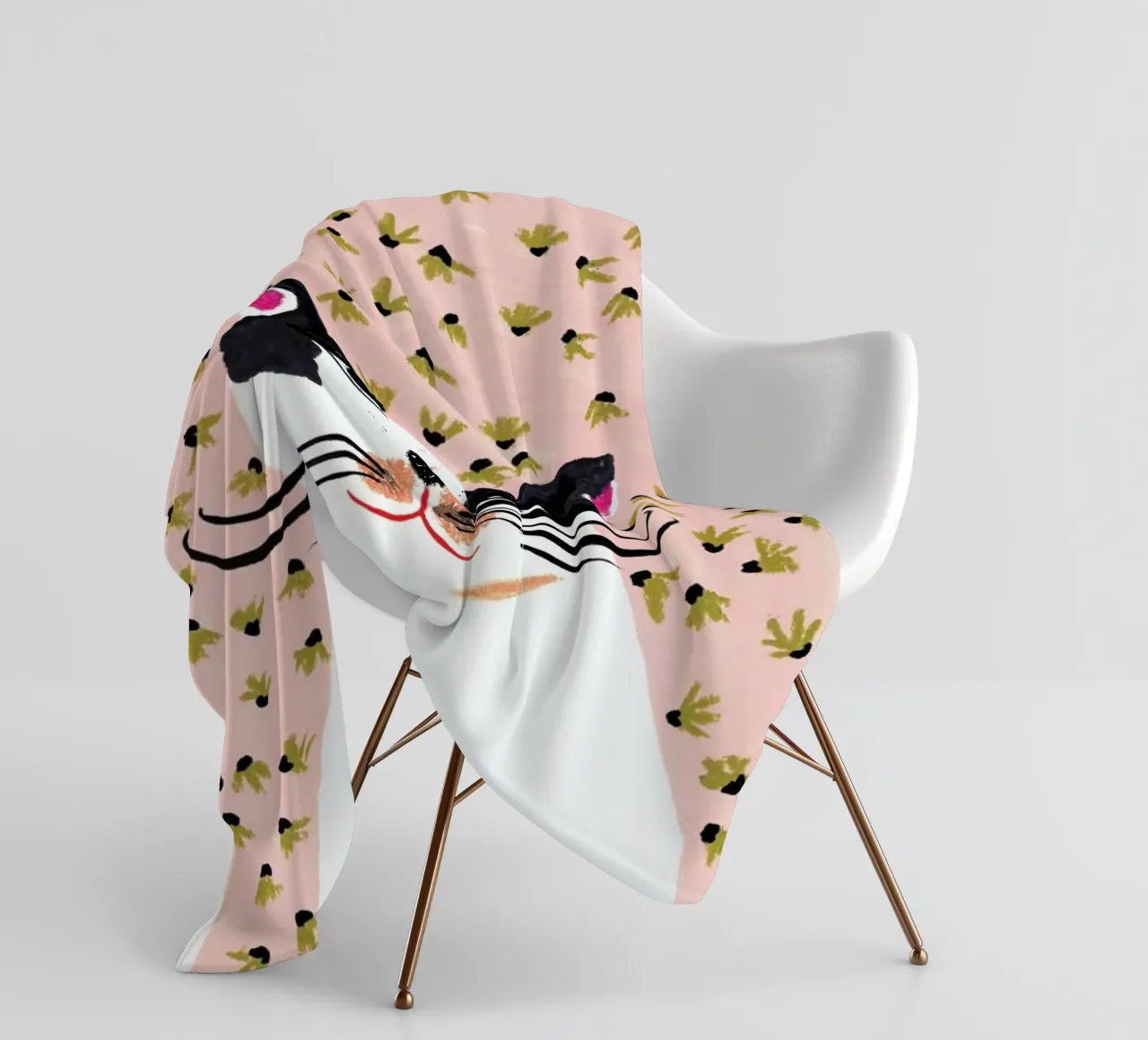 Cat Portrait fleece blanket by Atelier Mave