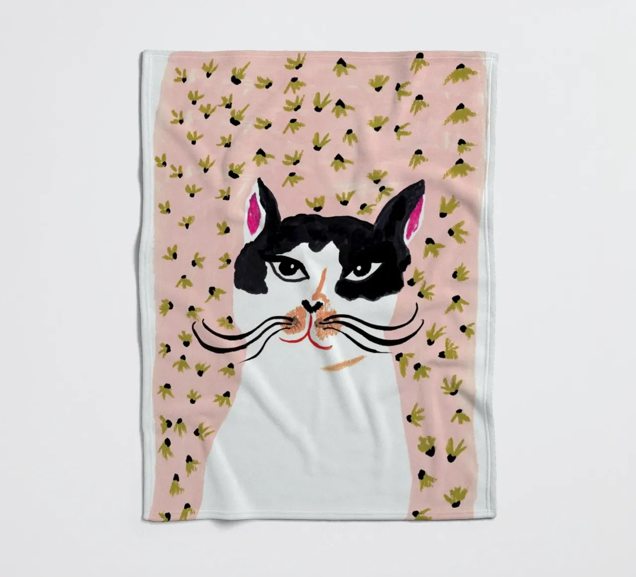 Cat Portrait fleece blanket by Atelier Mave