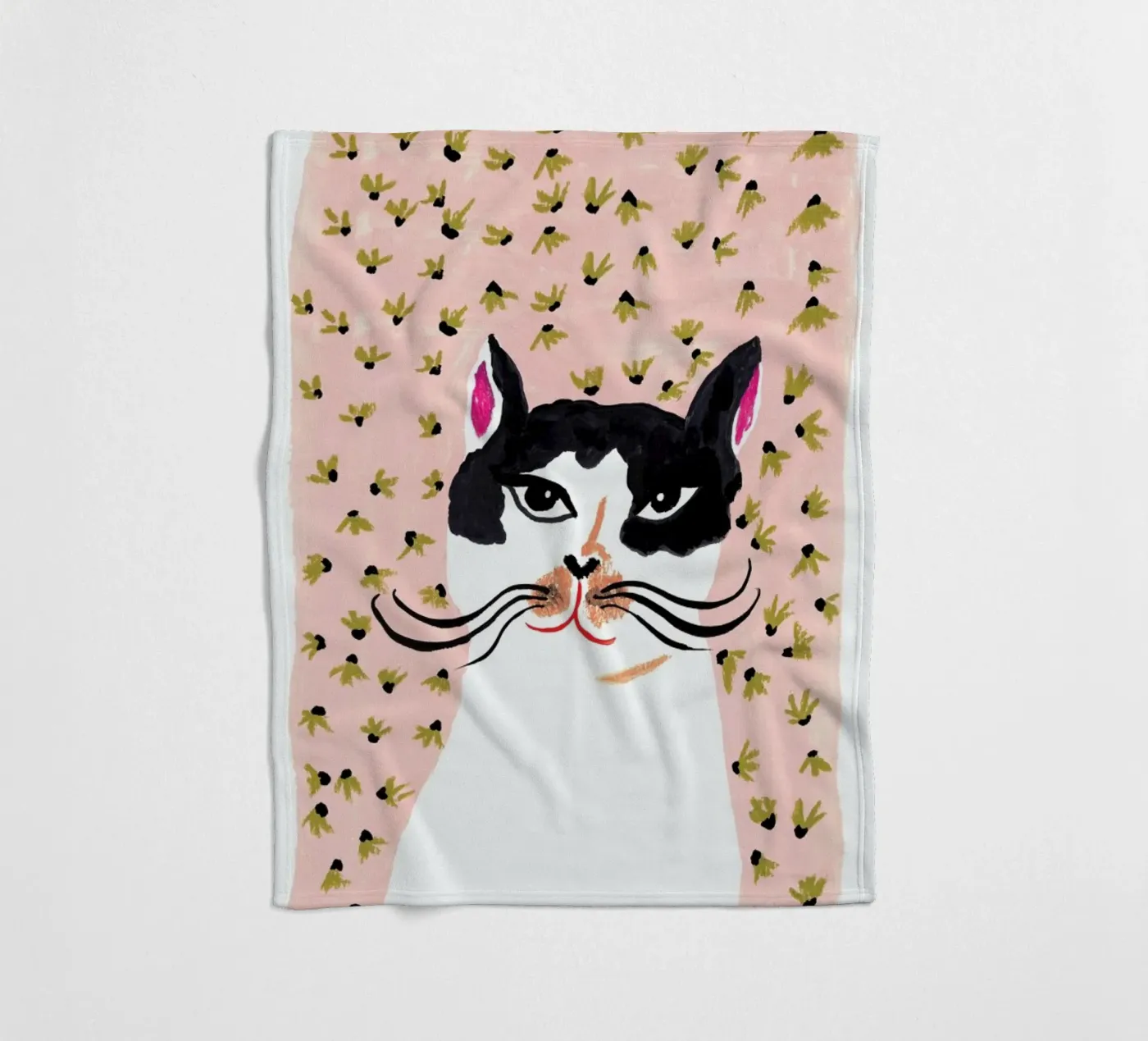 Cat Portrait fleece blanket by Atelier Mave