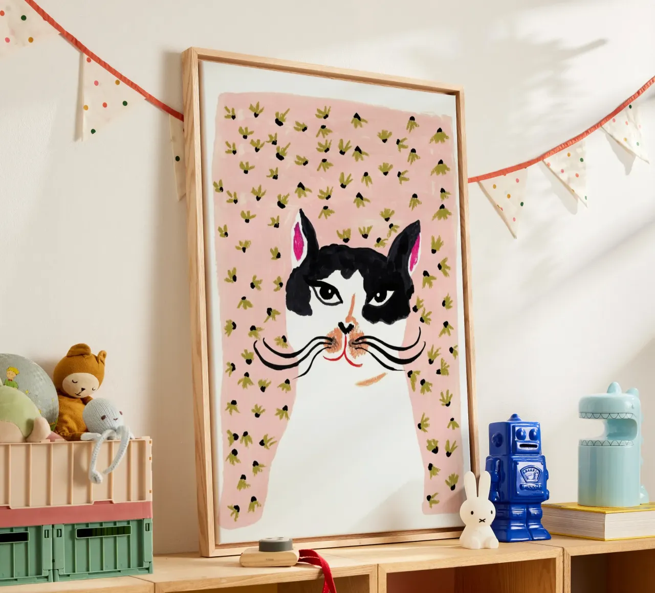 Cat Portrait tela con Cornice a cassetta da Atelier Mave