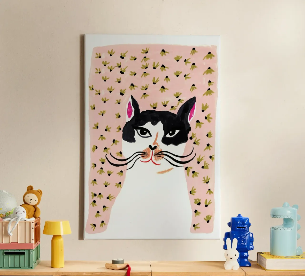 Cat Portrait tela con Cornice a cassetta da Atelier Mave