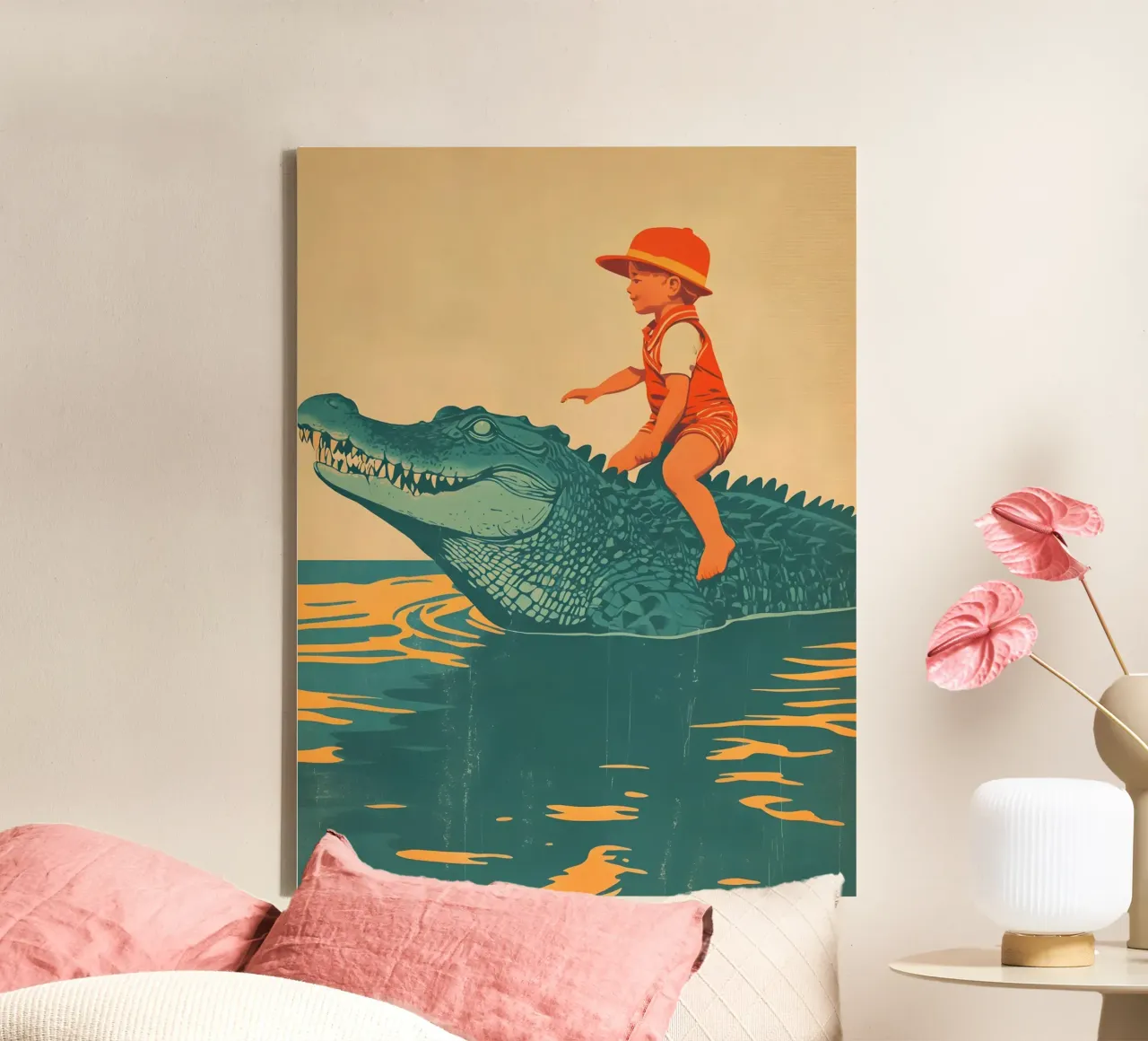 The Kid and The Crocodile tela con Cornice a cassetta da Gypsy Galleria