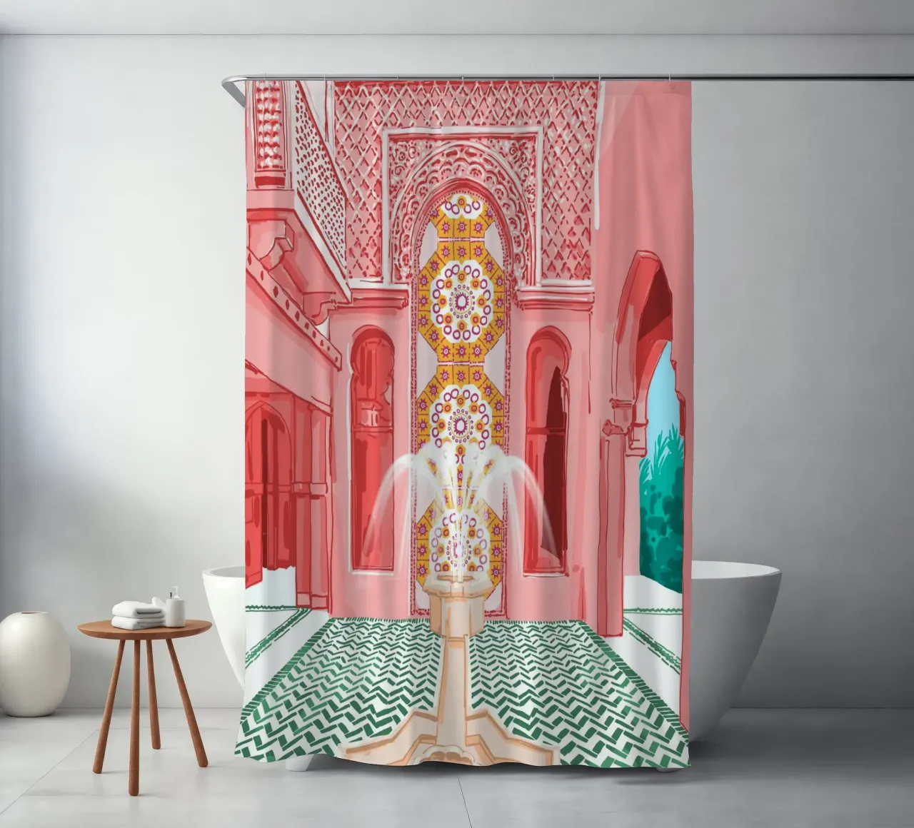 Blush Palace architecture shower curtain by 83oranges