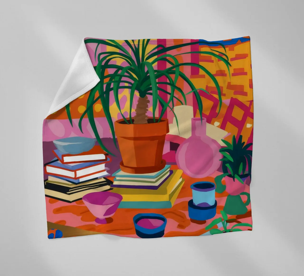 Bohemian Reading Nook fleece blanket by Pake Nebula