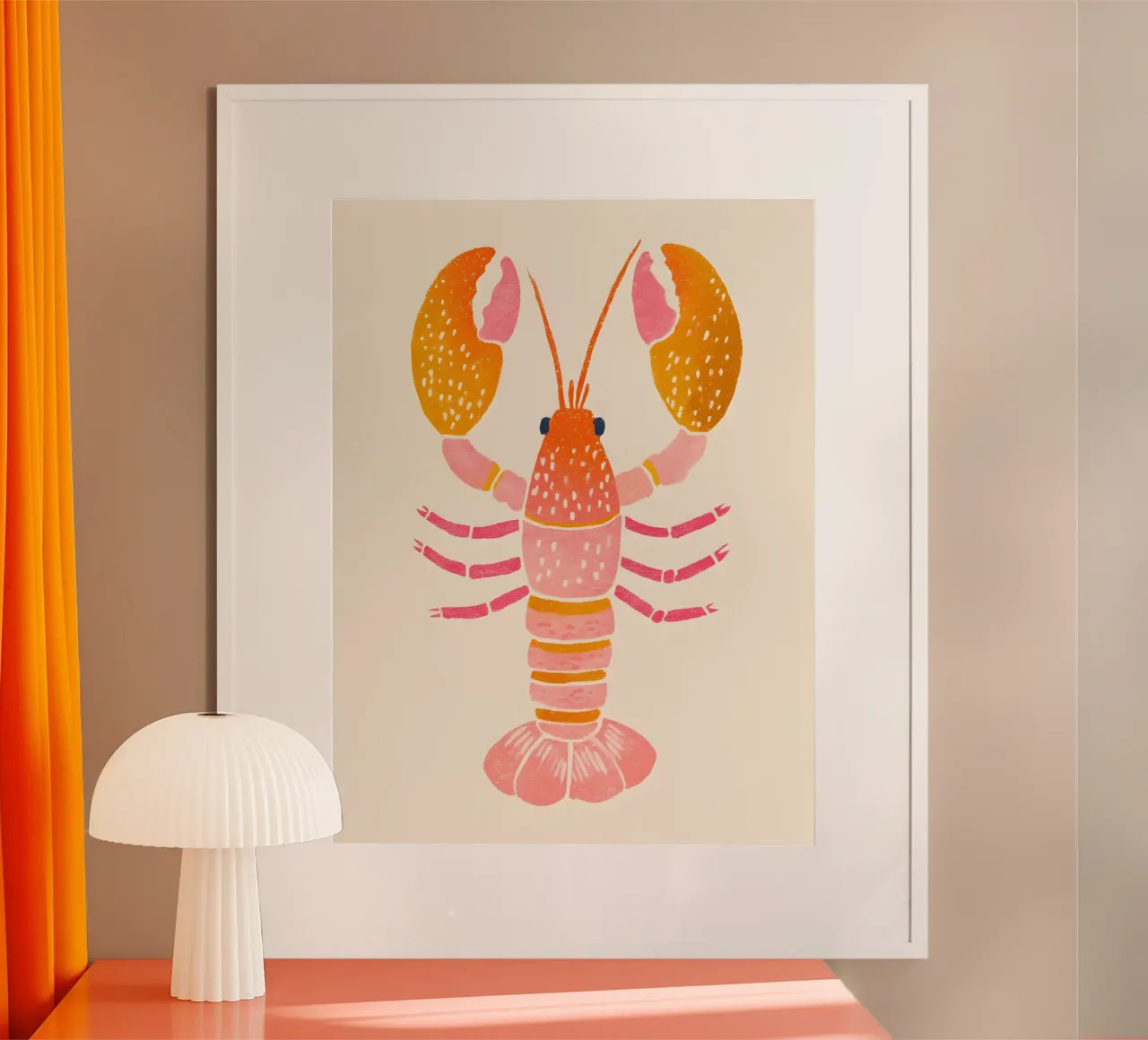 The Pastel Lobster poster con telaio in alluminio da Gypsy Galleria