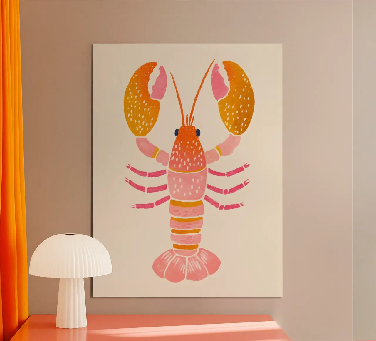 The Pastel Lobster poster con telaio in alluminio da Gypsy Galleria