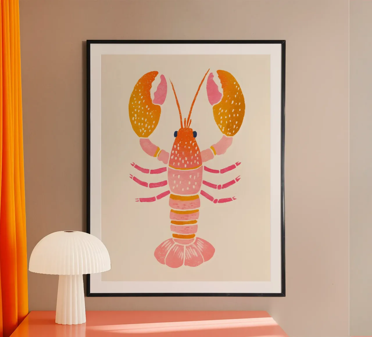 The Pastel Lobster poster con telaio in alluminio da Gypsy Galleria