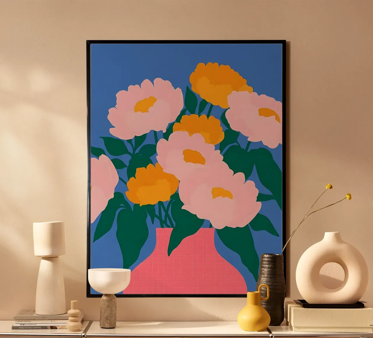 Graphic Flowers poster with plastic frame by Gypsy Galleria