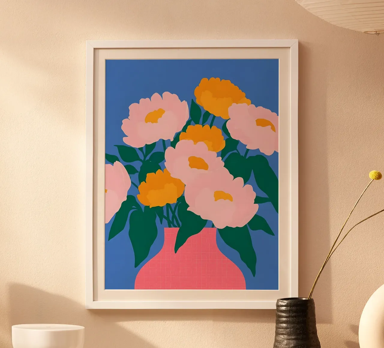 Graphic Flowers poster with plastic frame by Gypsy Galleria