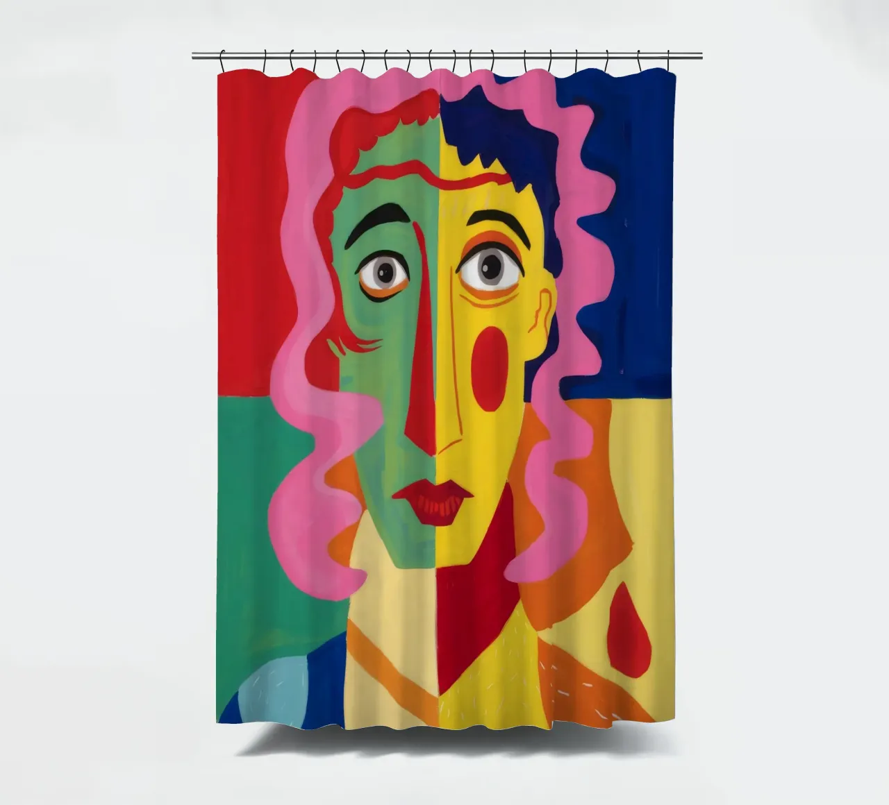 Cubist Visage Enigma Duschvorhang von Pake Nebula