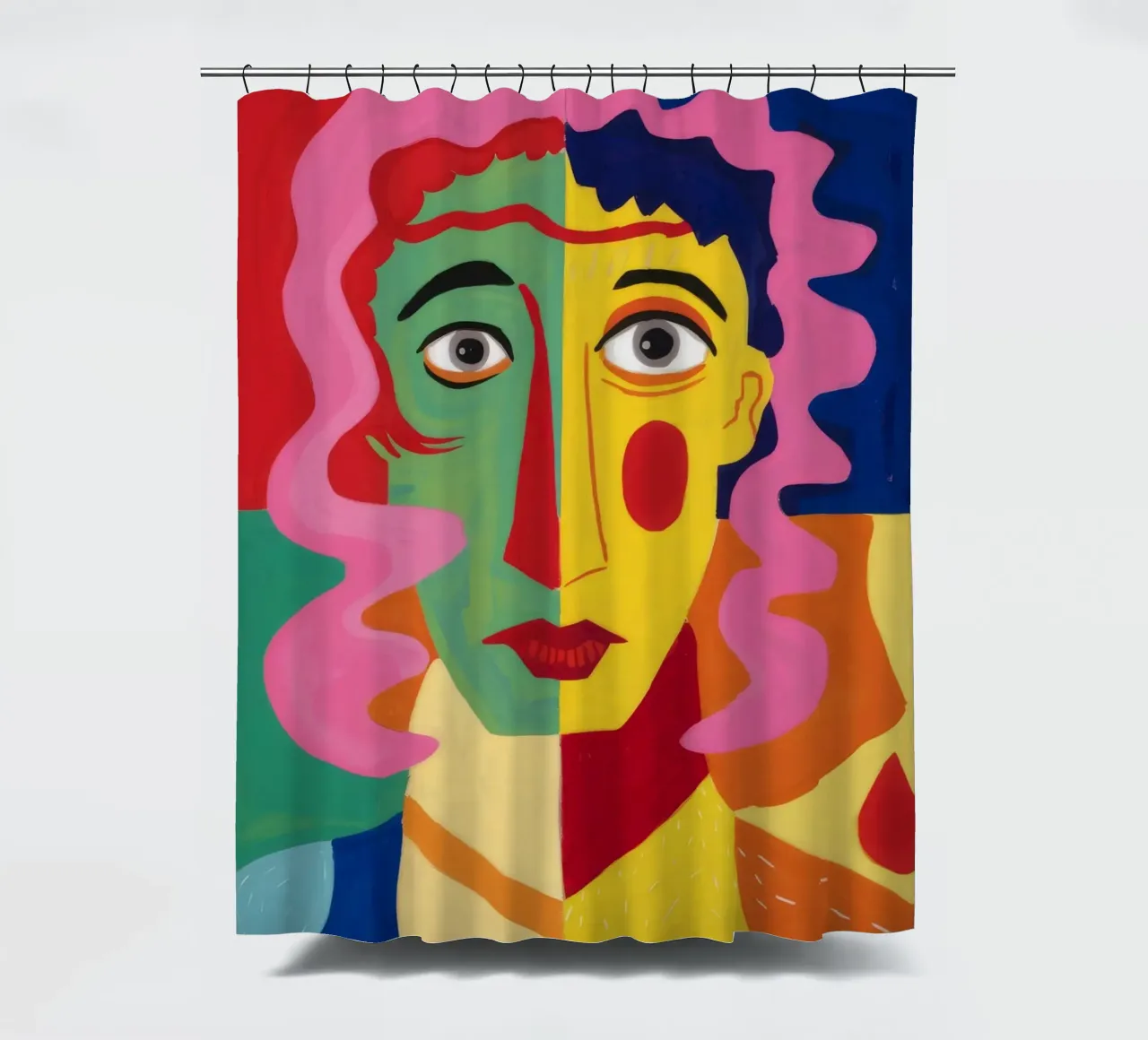 Cubist Visage Enigma Duschvorhang von Pake Nebula