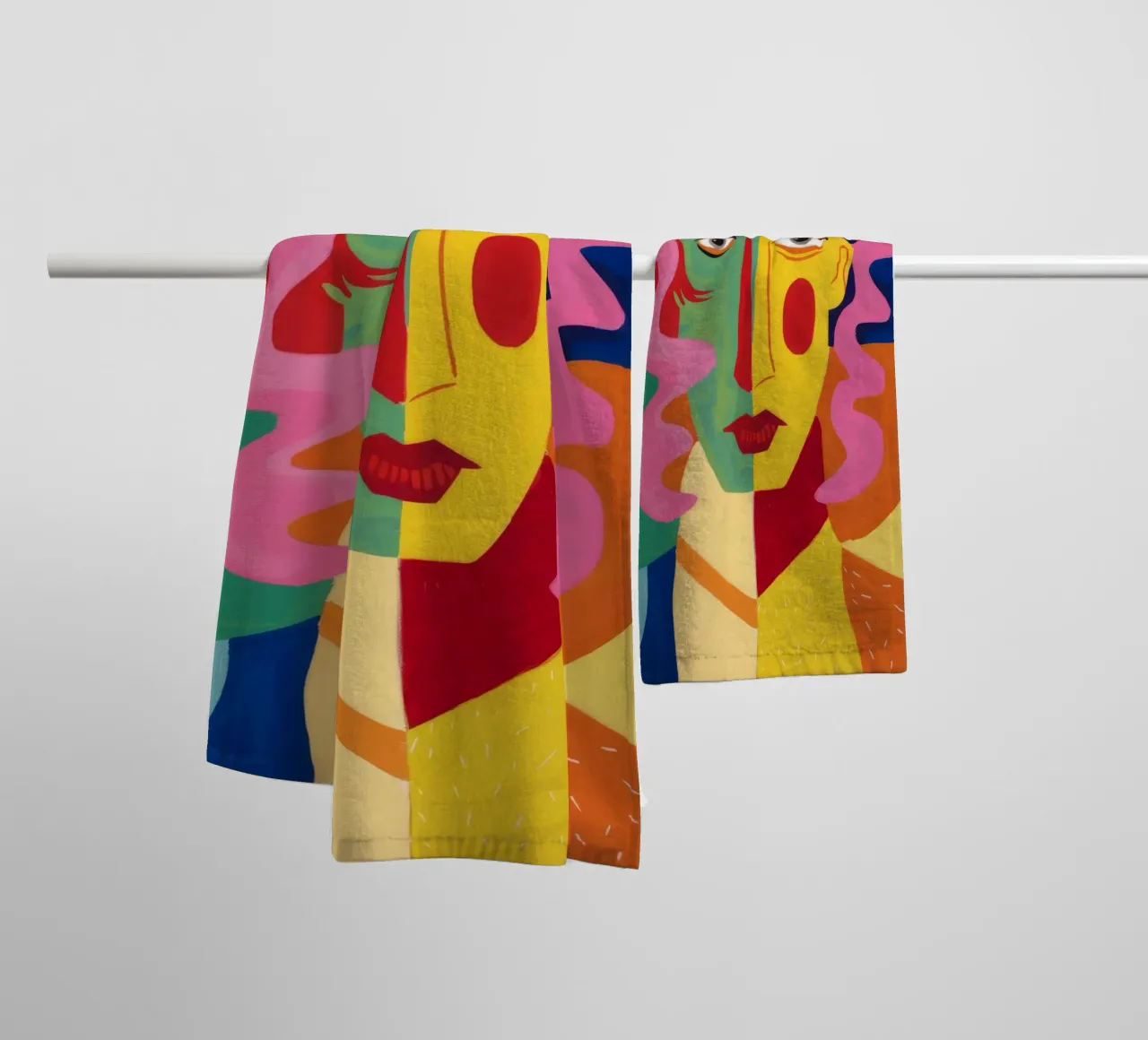 Cubist Visage Enigma towel by Pake Nebula