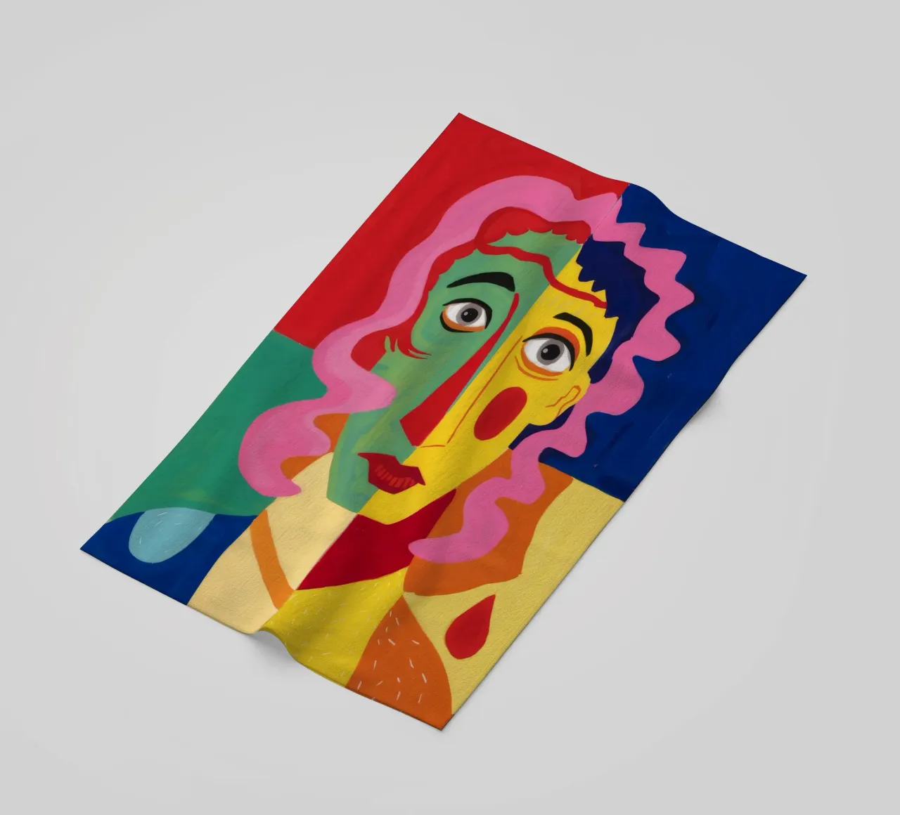 Cubist Visage Enigma beach towel by Pake Nebula