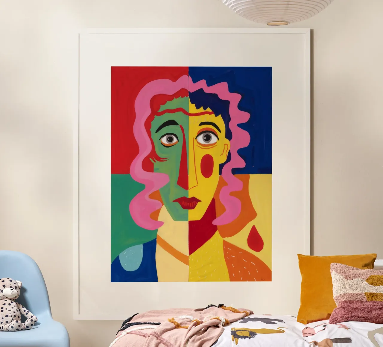 Visage Enigma cubista carta hahnemühle da Pake Nebula
