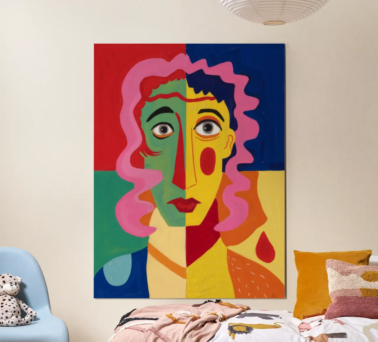 Visage Enigma cubista carta hahnemühle da Pake Nebula