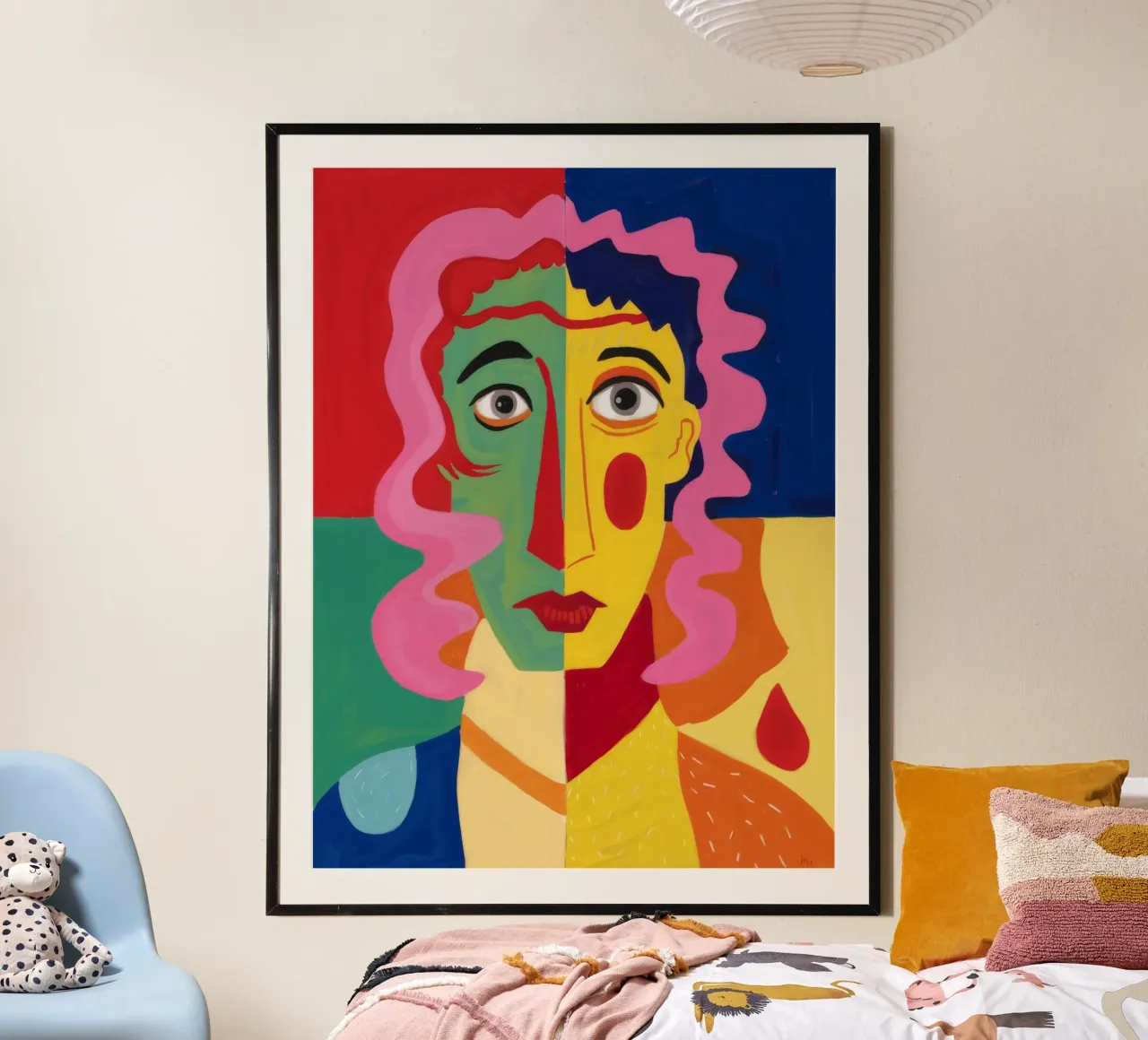 Visage Enigma cubista carta hahnemühle da Pake Nebula