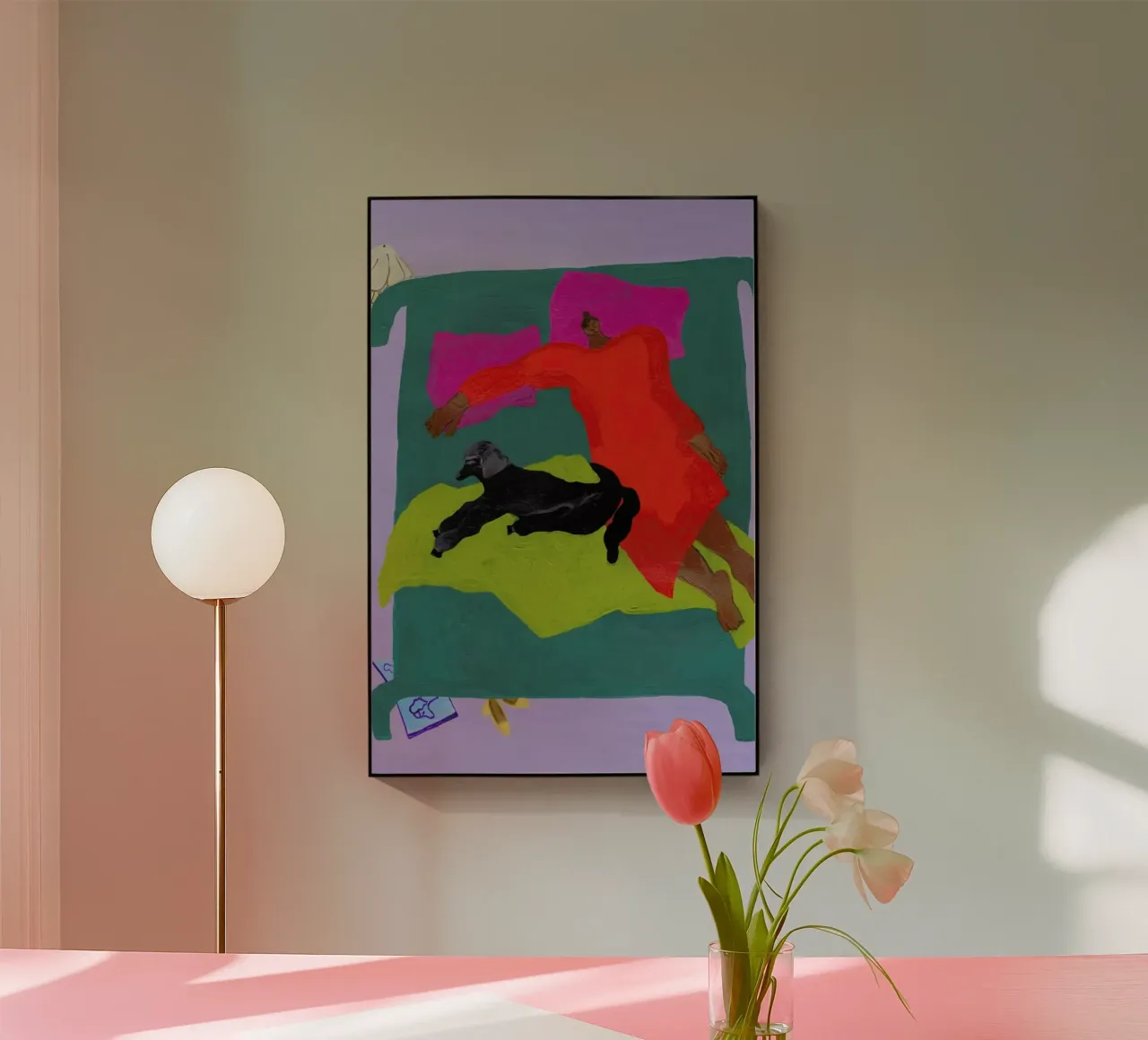 Dog on Bed plexiglass da Nudes and Croissants