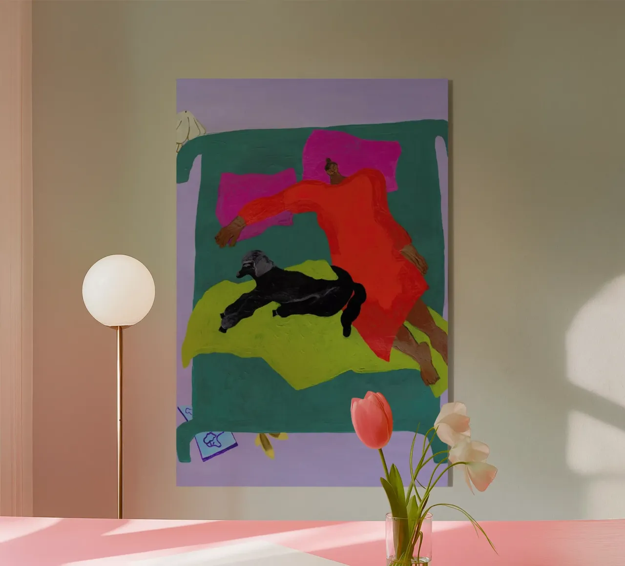 Dog on Bed plexiglass da Nudes and Croissants