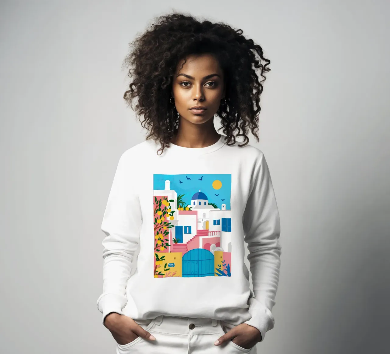 Santorini Blue Gateway felpa da Pake Nebula