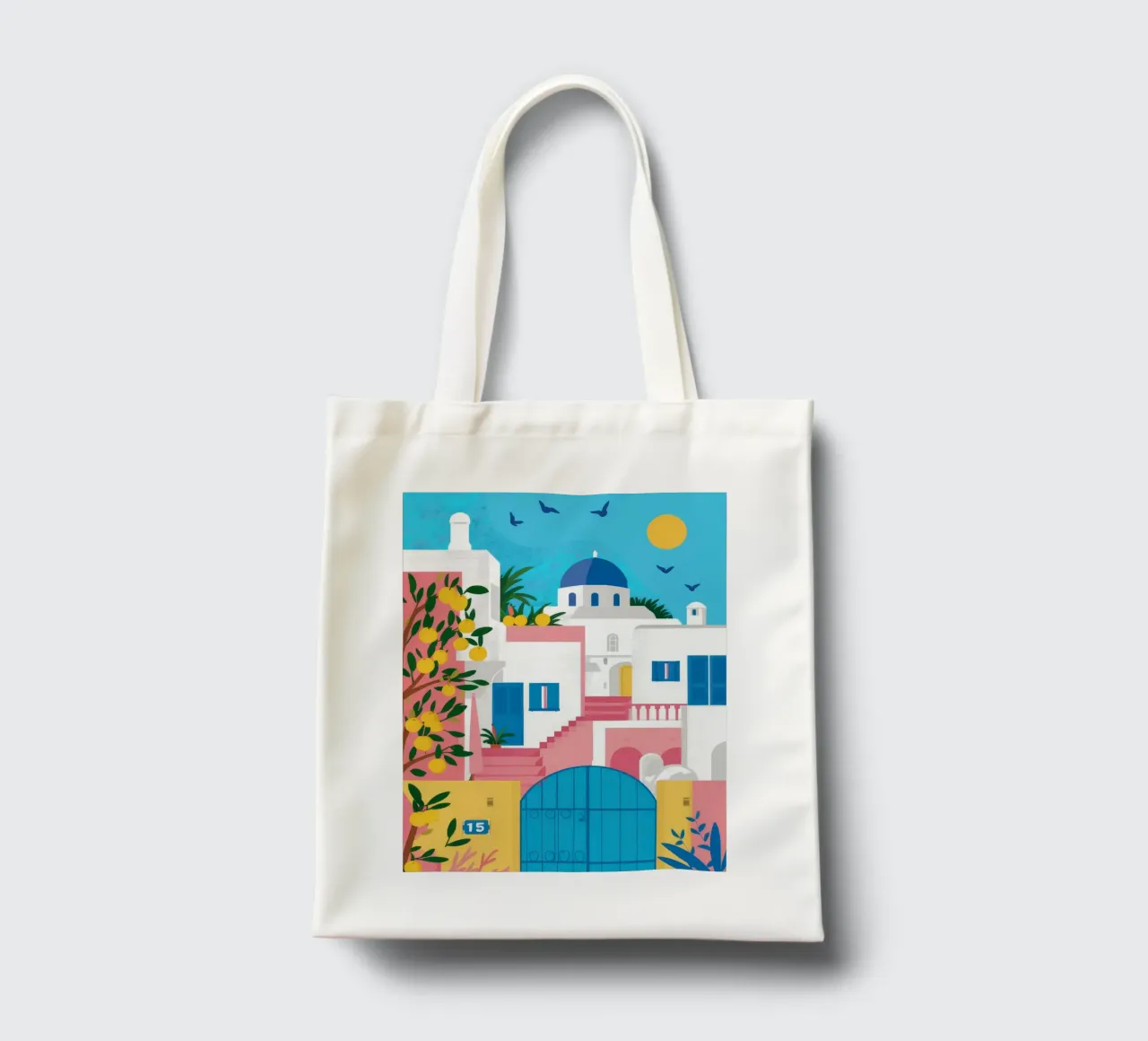 Santorini Blue Gateway borsa in juta da Pake Nebula
