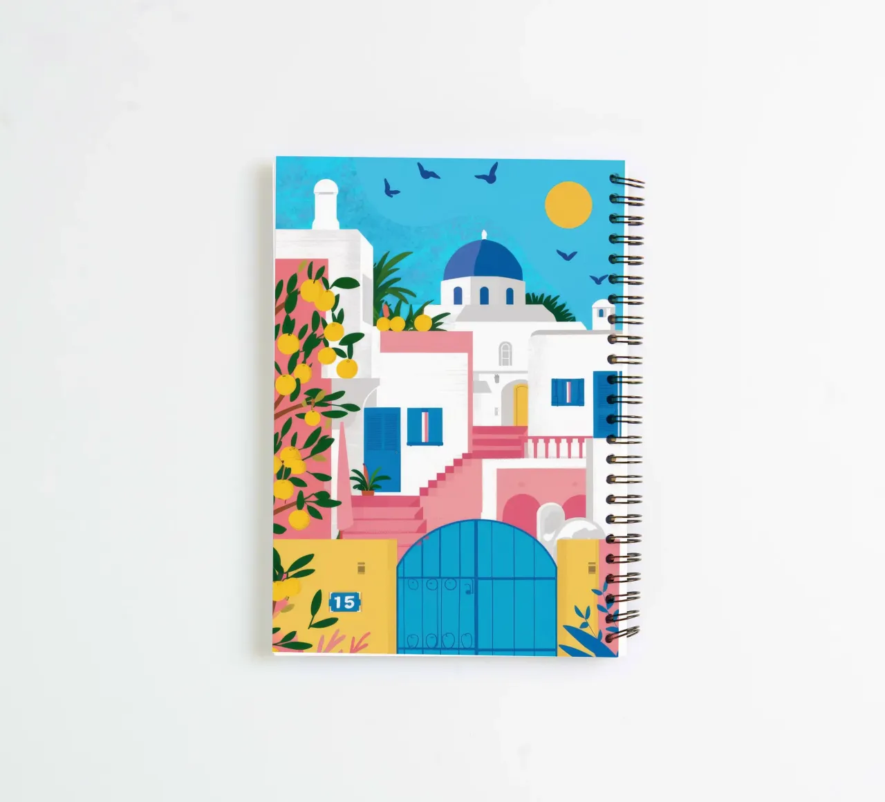 Santorini Blue Gateway spiral notebook by Pake Nebula