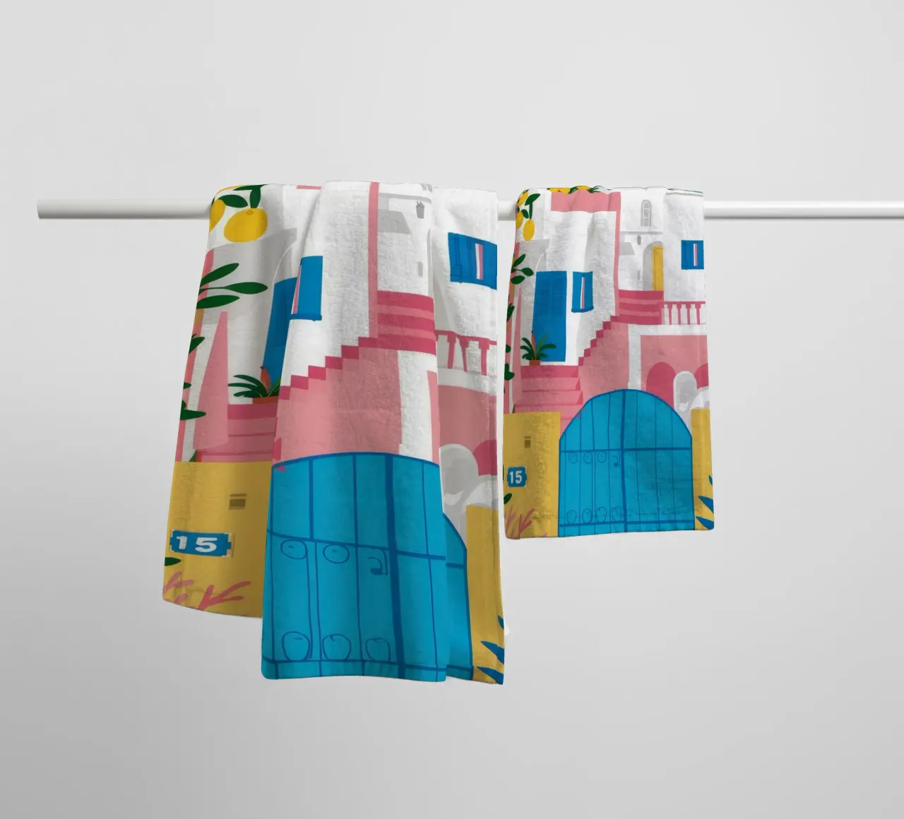 Santorini Blue Gateway asciugamano da bagno da Pake Nebula