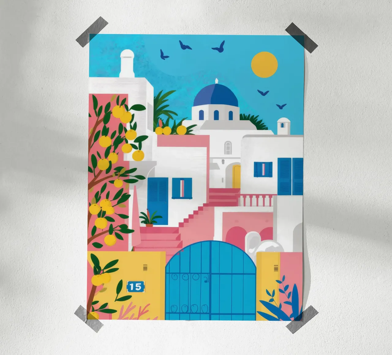Santorini Blue Gateway poster da Pake Nebula