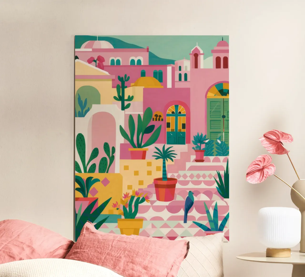 Oasi di giardino sul tetto poster con telaio in legno da Pake Nebula