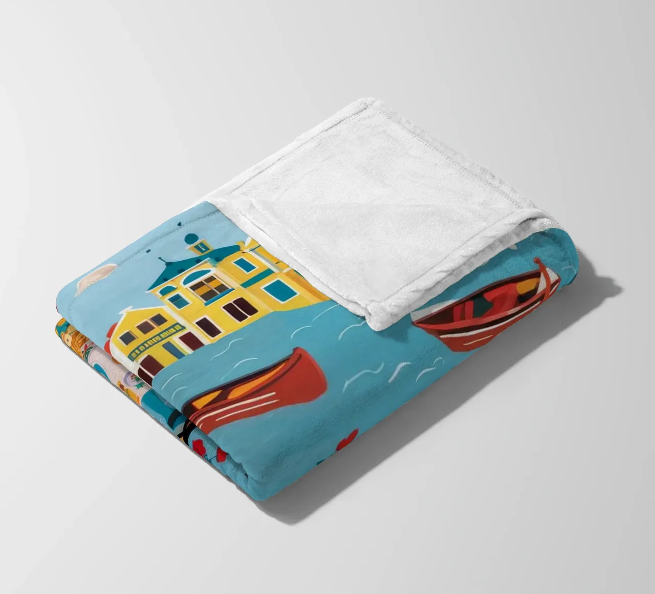 Balcony Feast Seaview fleece blanket by Pake Nebula