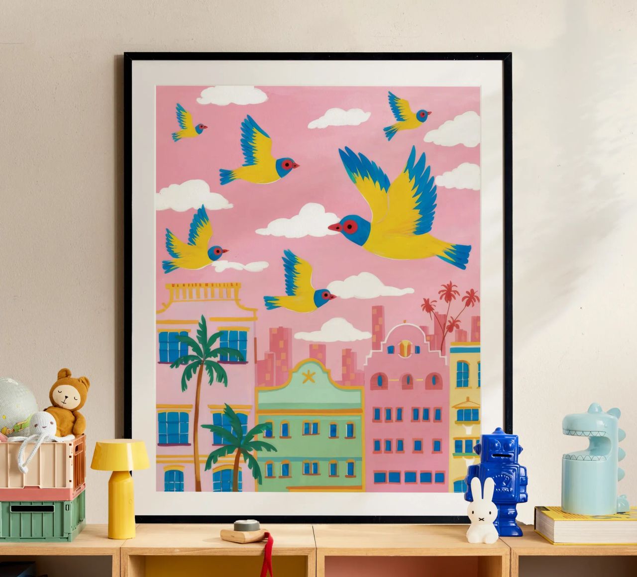 Pink City Avian Flight poster by Pake Nebula